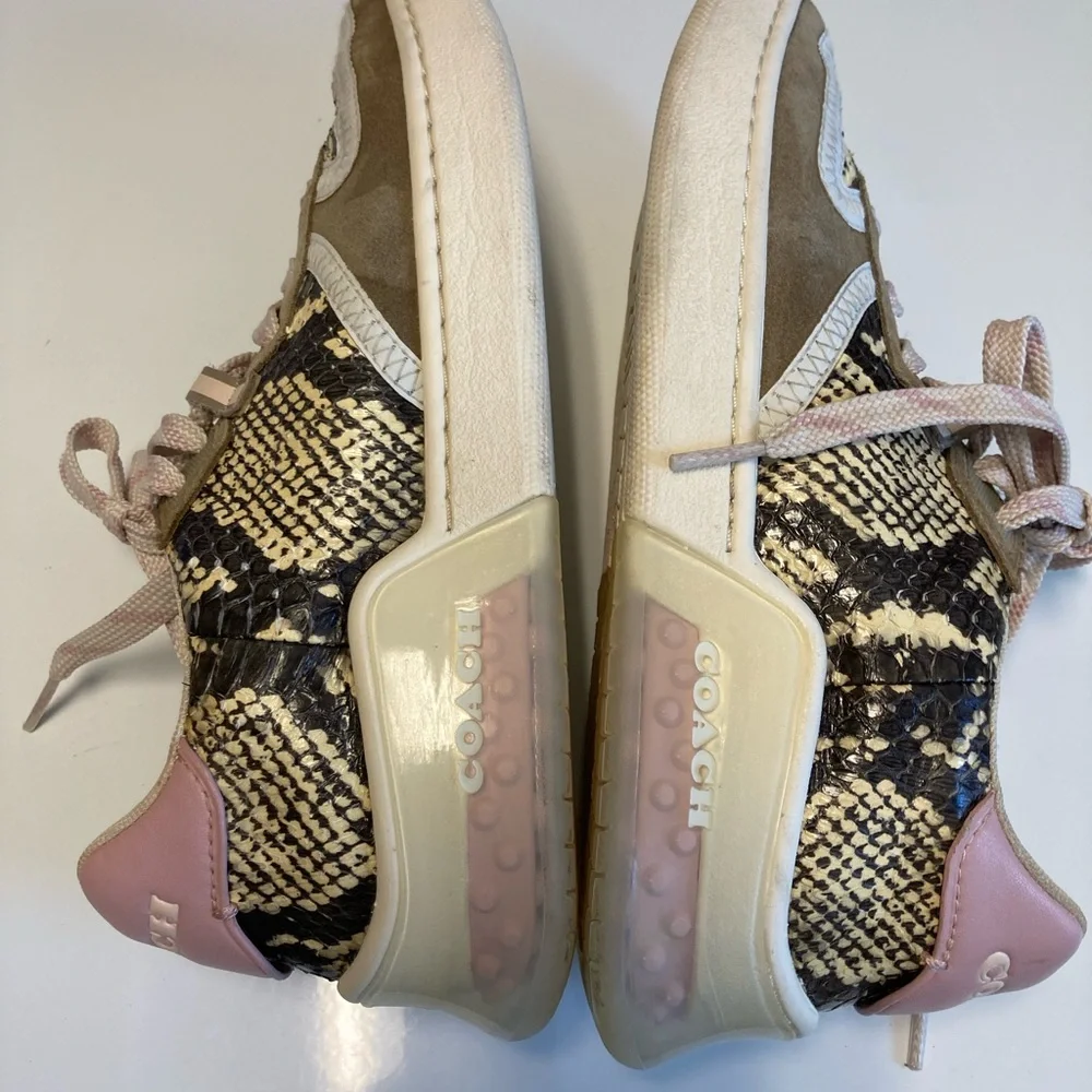 Coach Women's Brown and Pink Snakeskin Sneakers - Picture 4 of 4